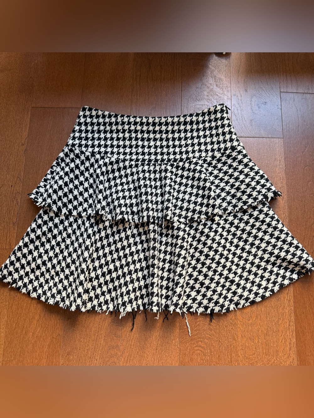 Trina Turk Houndstooth Tiered Skirt in Black & White